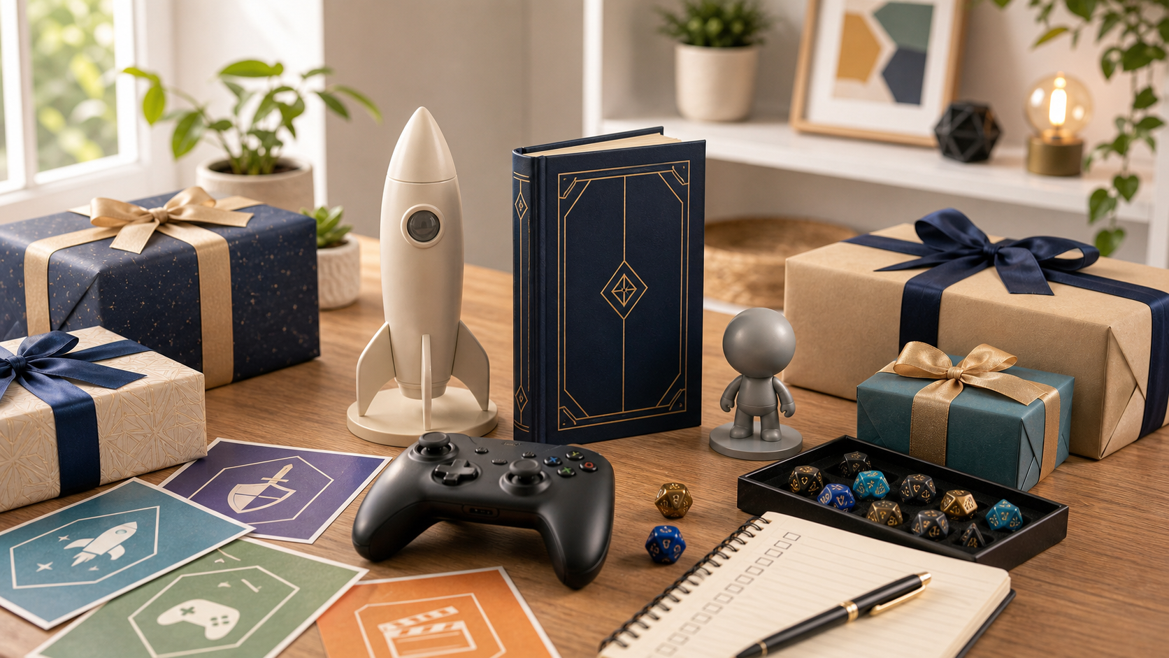 The Most Giftable Pop Culture Franchises Right Now - abstract fandom gift guide planning scene with game, fantasy, space, display and activity cues.