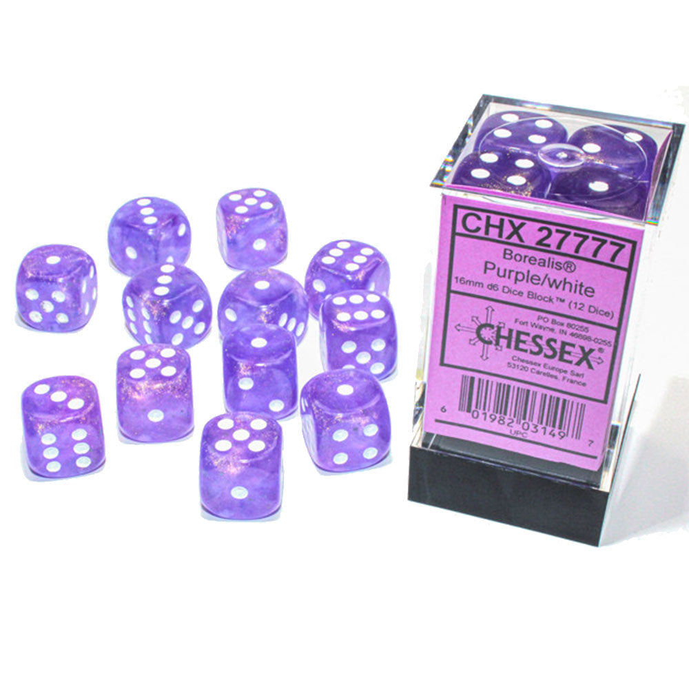 Borealis Chessex 16mm D6 Luminary Würfelblock