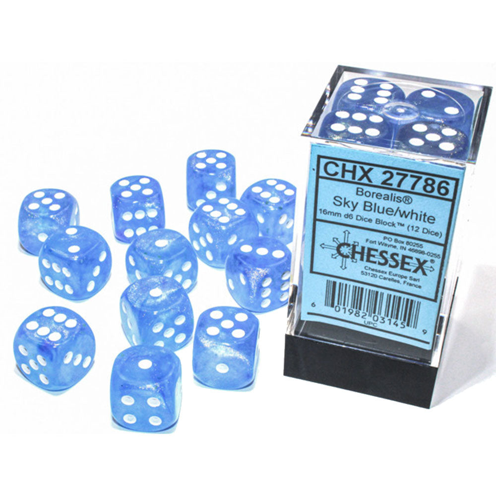 Borealis Chessex 16mm D6 Luminary Würfelblock