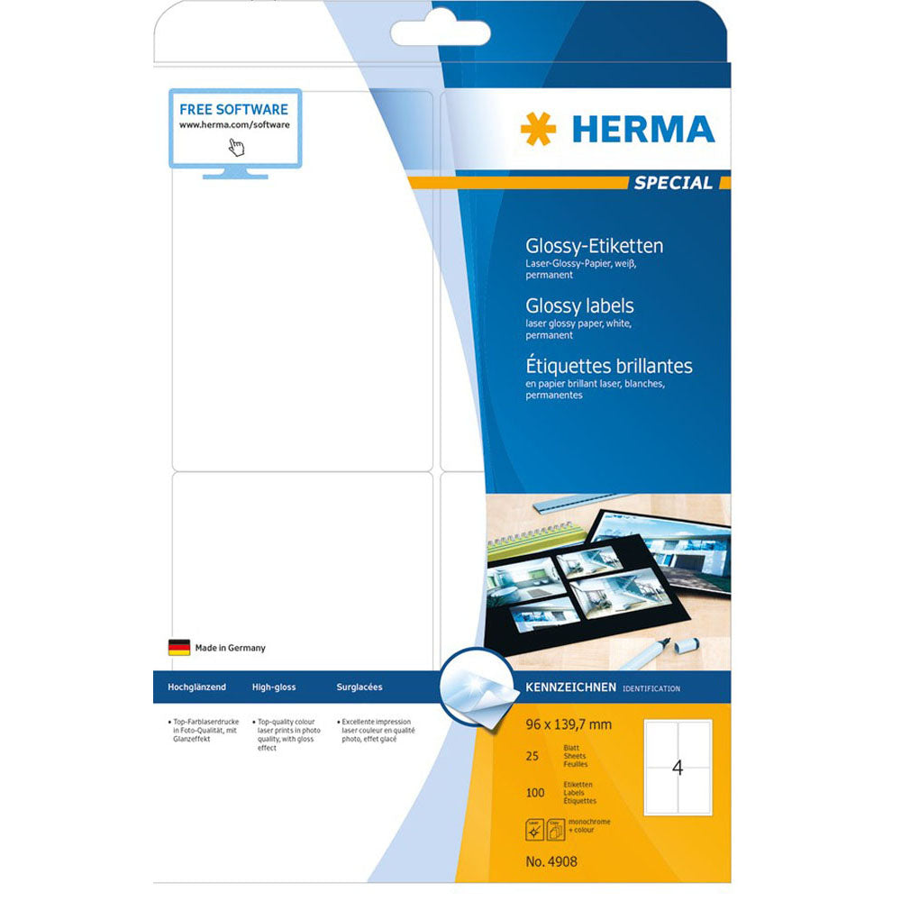 Herma Laser Glossy Labels A4 25pc(白)