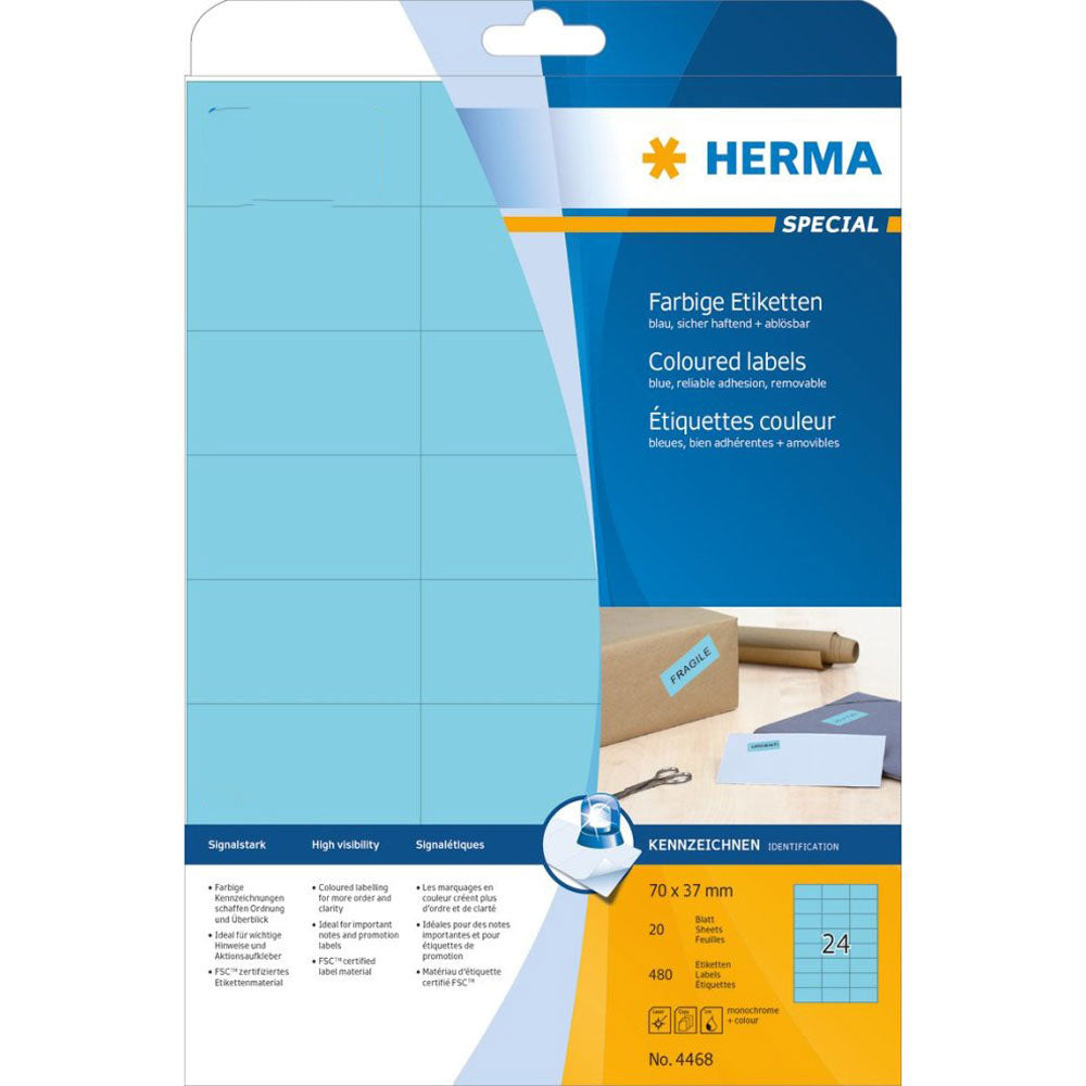 Herma Removable ColoredラベルA4 20pc(70x37mm)