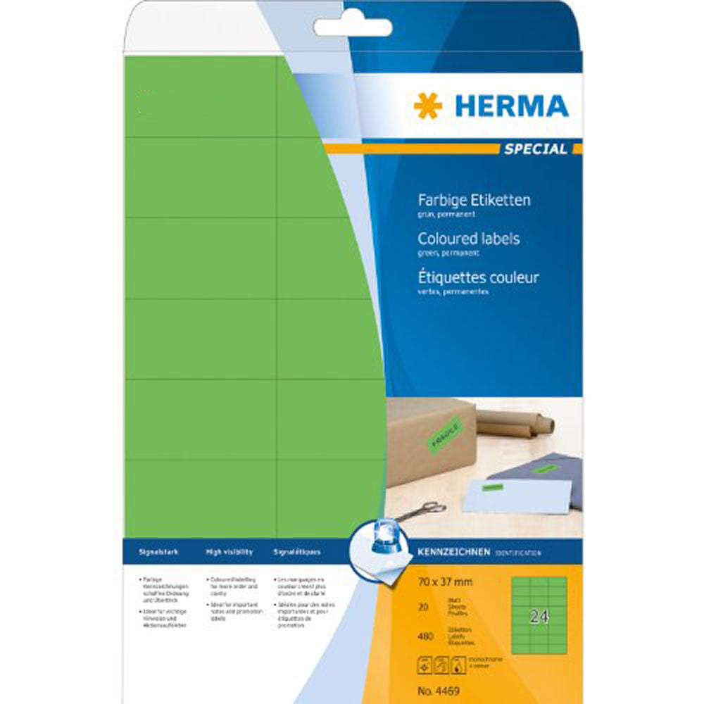 Herma Removable ColoredラベルA4 20pc(70x37mm)