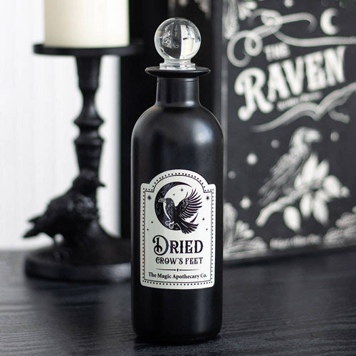 Dried Crow's Feet Decorative Glass Potion Bottle