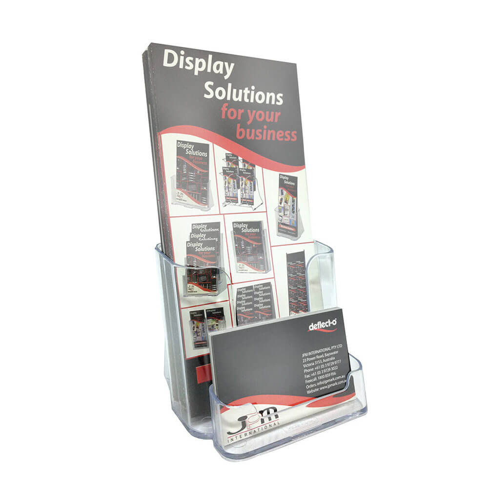 Deflecto-Broschüre mit Visitenkartenhalter