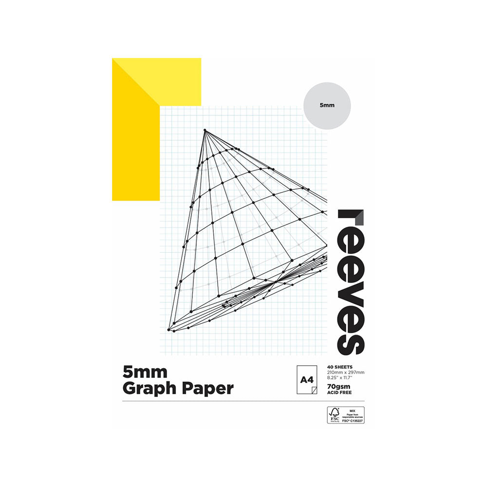 Reeves 70GSM 5mmグラフペーパーパッド(40枚)