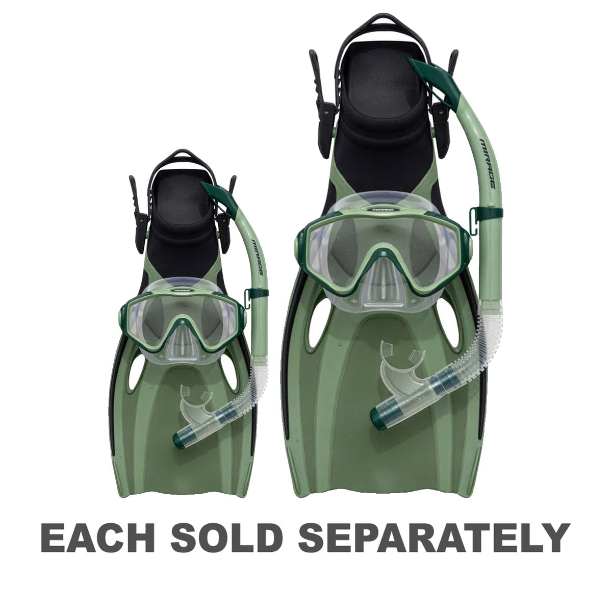 Oasis Adult Silitex Mask, Snorkel & Fin Set (Olive Green)