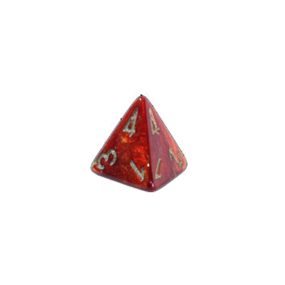 Chessex D4 Dice Scarab Mini-Polyhedral (Scarlet/Gold)