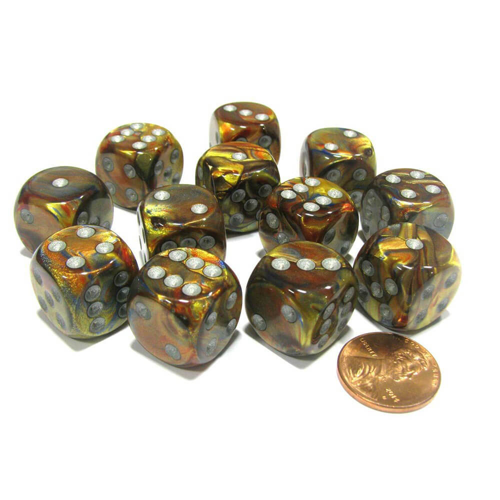 D6 Dice Lustrous 16 mm (12 dés)