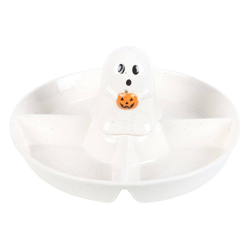 Ghost Chip and Dip Ceramic Snack Dish