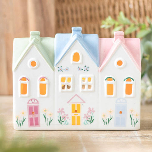 Pastel House Ceramic Incense Cone Burner and Tealight Holder