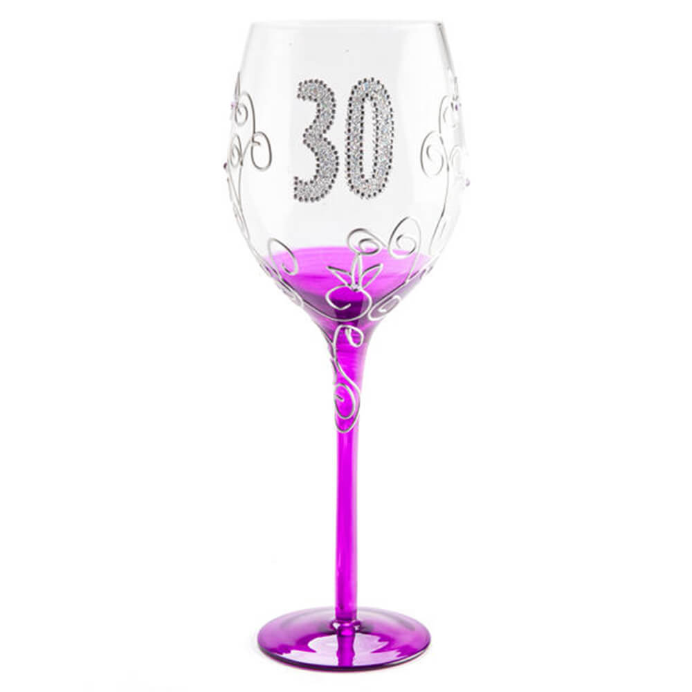 Verre de vin transparent d'anniversaire