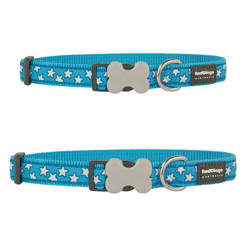 Dog Collar with Star Design (Turquoise)